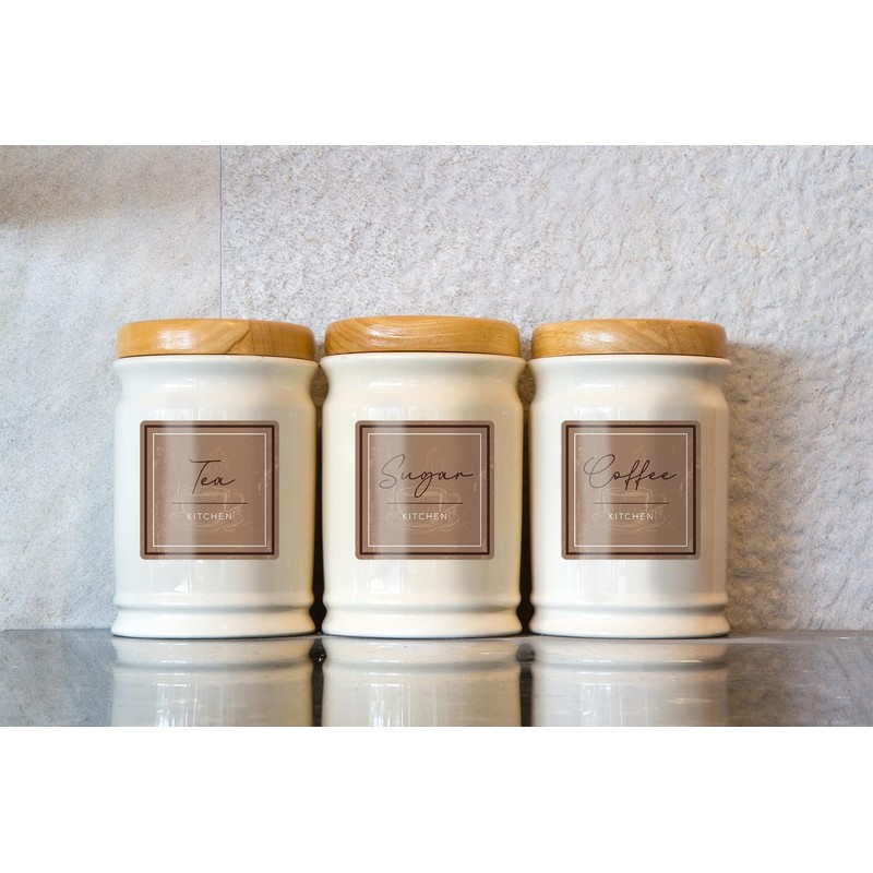 A5 Sticker Sheet Rustic Tea Coffee Sugar Labels Vinyl Stickers
