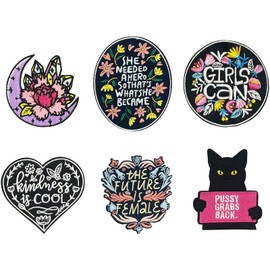 Qusmeiyici 6Pcs Flower Letters Cat Embroidered Applique Patches, DIY Sew on Patch Iron on Patches for Clothing Jackets Jeans Skirts Backpacks Hats Arts Craft Sew Making