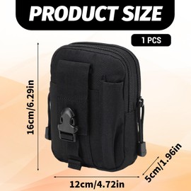 Molle Pouches, Tactical Belt Pouch for Outdoor Activities, Compact EDC Pouch with Secure Attachment, Black Utility Pouch for Hiking, Camping, Sports