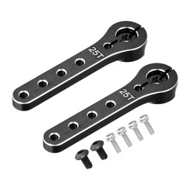 sourcing map 2 Pcs Aluminum Servo Horn 25T Extension Steering Arm 56mm Length Black Suitable for DIY RC Car/Boat/AirplanesBoat Model Accessories with M2 & M3 Screws
