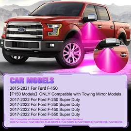 POPMOTORZ Pink Purple LED Side Mirror Puddle Lights Under Mirror Puddle Lamps Assembly Compatible with 2015-2021 Ford F150 / Ford F-250 F-350 F-450 F-550 Super Duty LED Front Side Puddle Lights