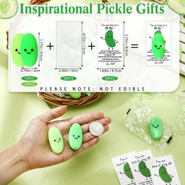 Wettarn 30 Sets Emotional Luminous Pickle Stress Ball Gifts Bulk Graduation End of Year Student Gifts from Teacher Cute Pickle Squeeze Mini Stress Relief Ball Inspirational Cards for Employee Nurse