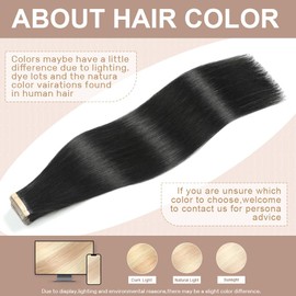 Human Hair Tape in Extensions,Jet Black Tape in Extensions Human Hair 20 Inch Invisible Tape in Hair Extensions Human Hair for Women Hair Extensions Real Human Hair Tape in