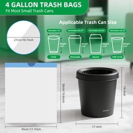 DMBWBRB 4 Gallon Drawstring Trash Bag | 240 Counts Bulk Pack | Leakproof Small Trash Bags | Unscented Small Garbage Bags | 15 Liter Mini Wastebasket Liners for Bathroom Bedroom Office