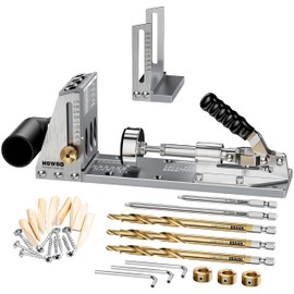 HOWOD Pocket Hole Jig Kit, Professional Metal Pocket Screw Jig System with Detachable Vacuum Adapter, Sharp and Durable 3/8" Titanium Drill Bits (3-Pack, 2025 Upgraded), Fits 1/2" to 3-1/8" Thick Wood