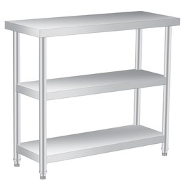 Stainless Steel Prep Table 36 x 14 inch, Heavy Duty Commercial Kitchen Table with Storage Shelf, Food Prep Worktable for Outdoor Use, Rust-Resistant & Easy to Clean, for Restaurants, Hotels, Workshops