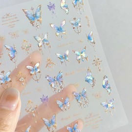 ASDIIT 2 Sheets Butterfly Nail Stickers 5D Nail Decals Art Summer Nail Stickers Decorations DIY Nails Supplies