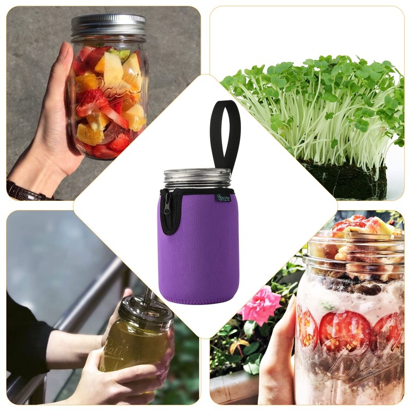 Beautyflier Mason Jars 32oz Wide Mouth Sleeve Regular Mouth Mason