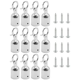 VIKKSAER Rope End Snap Hook, Rope End Cap Cord End Cap Rope End Connector Snap Hook Stanchion Rope Hooks, Rope End Cap with Hook Snap Rope Fittings Hooks (Silver,12)