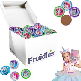 Fruidles Rainbow Unicorn Chocolate Coins With Stickers, Milk Chocolate Coins in Foil, Chocolates for Kids (5 Pounds)