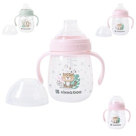 Kikkaboo Savanna Baby Learning Cup 240 ml Lid Comfortable Grip from 6 Months Colour: Pink