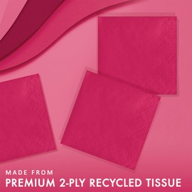 Creative Converting Touch of Color 2-Ply 50 Count Paper Beverage Napkins, Hot Magenta