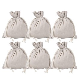 Ideen mit Herz Fabric Bag with Drawstring | Gift Packaging | Guest Gift | Wedding | Storage Small Items | 17 cm x 19 cm | Natural Jute | Pack of 6