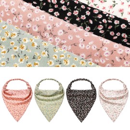 6 Pieces Floral Elastic Hair Scarf Headband Chiffon Head Kerchief Floral Printed Turban Boho Headbands with Hair Clips Hair Bandanas Triangle Hair Scarf for Women Girls