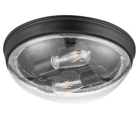 Prominence Home Madalyn 13" Bronze Flush Mount Clear Seeded Round Glass Ceiling Light - 51543-01