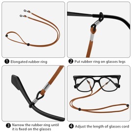 Meliya 4 Pack Glasses Strap Sports Sunglasses & Glasses Holder for Men, Eye Glasses String Strap for Women Men (Black+Navy Blue+Brown+Grey)