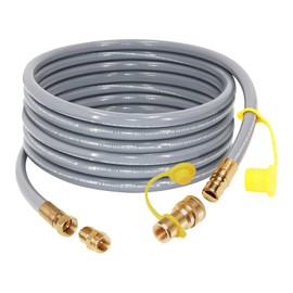 15Feet 1/2 inch Natural Gas Grill Hose with Quick Connect Fittings, Natural Gas Line for Grill Hose for BBQ, Pizza Oven, More Low Pressure Appliance- CSA, 1/2 Male to 3/8 Female Flare Adapter
