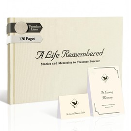 Condolence Book, Funeral Guest Book, in Loving Memory, 120 Blank Pages