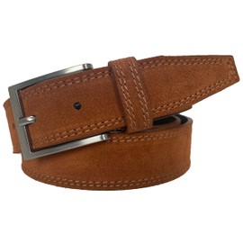 MENS SUEDE BELT TAN 100% ITALIAN SUEDE TAN BELT 35MM (LARGE 36-38 INCHES)