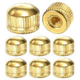 M METERXITY 8-Pack Threaded Cap Nuts, M4x11mm Screw Caps for Light Fixture, Female Knurled Knob Nut for Ceiling Light Cover Replacement/Decorative Lamp Parts, Acorn Screw Top [Bright Gold]