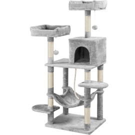 Topeakmart 59 inches Cat Tree Cat Tower Stand House Condo with Big Hammock Scratching Post Kitty Pet Play House