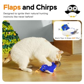Toptakeit Flapping Bird Cat Toy not Flying for Bored Indoor Adult Cats, Chirping Bird Kitten Toy Flapping Wings Interactive Cat Toys for Indoor Kittens