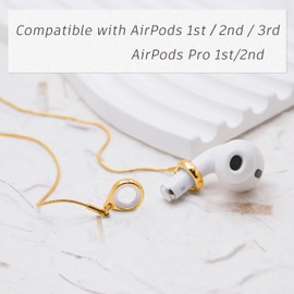 Aomufid Earphone Cord Strap With Anti-Lost Airpod Chain airpods Holder strap Around Neck Slide Adjustable Lanyard Y Necklace String Compatible Airpods 3rd 2nd Generation Pro 3 2 1 (chain_gold)
