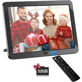 Digital Picture Frame, 8 Inches, FamBrow Electronic Picture Frame with Remote Control and 32 GB Card, USB Video Photo Frame with Photo/Music/Video Player/Calendar/Alarm Clock