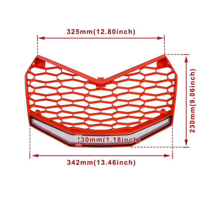 SAUTVS Front Red Grille with LED Light for Maverick X3,