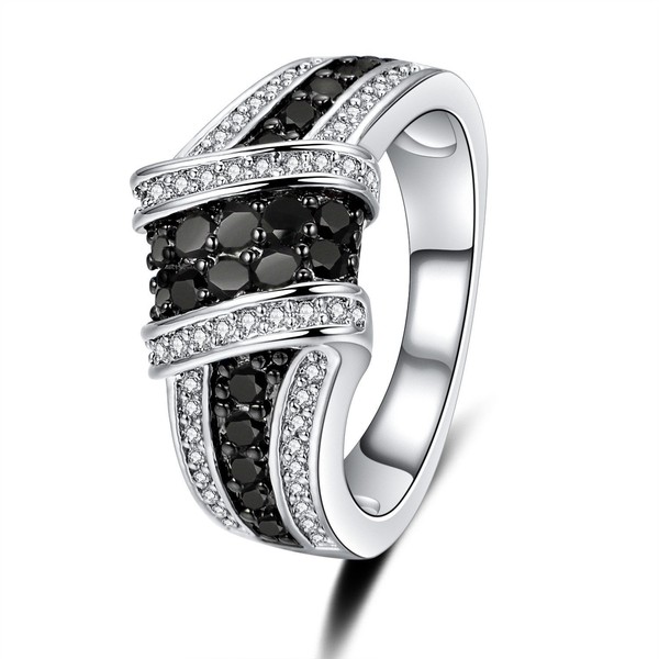Uloveido Lady Black Infinity Knot Criss Cross Promise Ring for