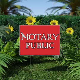 Notary Services, Notary Public, V4 24x24" Square Yard Sign (Outdoor, Weatherproof Corrugated Plastic) Metal Stake Included, by Moonlight4225