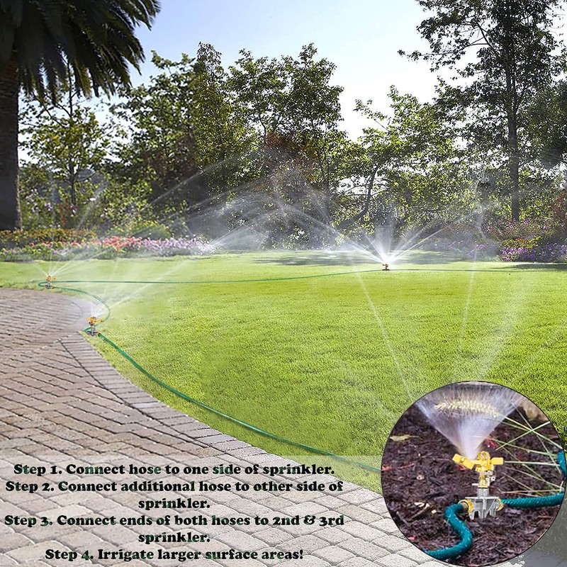 Morvat 1/2 Inch Brass Impact Sprinkler, Adjustable 0-360 For Watering