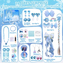 Princess Advent Calendar 2024 Girls- 24 Days Christmas Countdown Calendar Surprise Gift Box, Kids Xmas Advent Calendar for age 3-12 Girls Gifts Toys with Hair Accessories Jewellery Sticker Keyrings