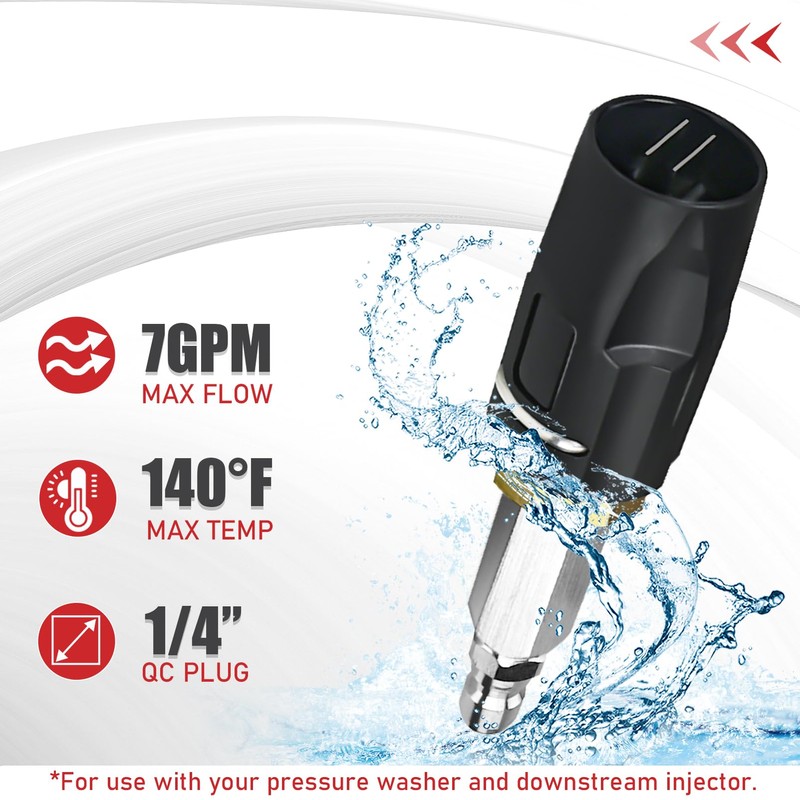 3-7 GPM Pressure Twist Nozzle, Adjustable Downstream Soft Wash Nozzle,