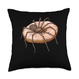 Brown Recluse Spider Eating A Donut Throw Pillow