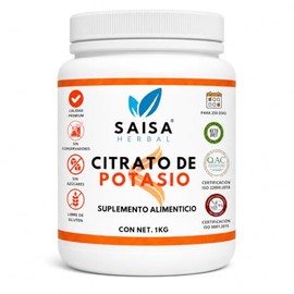 Citrato de Potasio Puro 1 kg | Grado Alimenticio | Saisa Herbal | Electrolito Natural | Apoyo Renal, Muscular y Alcalinizante
