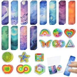 48 Pieces Anxiety Sensory Stickers with 2 Textured Sticker-Calming Stickers for Kids & Adults - Anxiety Relief Sensory Strips for Office & Classroom Must Haves（Fantasy Style）