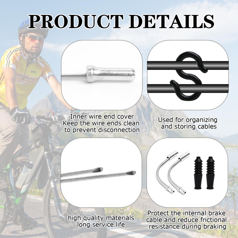 FunWorth Bicycle Brake Cable Kit, Stainless Steel, Bowden Cable Set