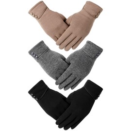 OTIOTI 1/3/6 Pairs Womens Gloves Winter Touch Screen Texting Gloves for Women Fleece Lined Thick Warm Gloves (D-3pairs-black+grey+brown)