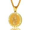 Saint Christopher Shield Necklace 18K Gold Plated Stainless Steel Patron