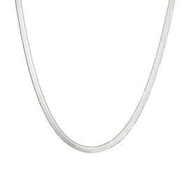 Snake Chain Necklace, 4.5mm Diamond-Cut Herringbone Necklace for Women and Men (White, 60cm)