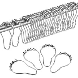 LIHAO Anillos Ganchos para Cortina de Ducha de Acero Inoxidable Cromado (24 Unidades, Plateadas)