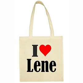 Reifen-Markt I Love Lene Shopping Bag School Bag Gym Bag 38 x 42 cm in Black or White, beige
