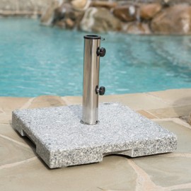 Christopher Knight Home Mojave Outdoor Granite and Stainless Steel Umbrella Base, Natural Grey