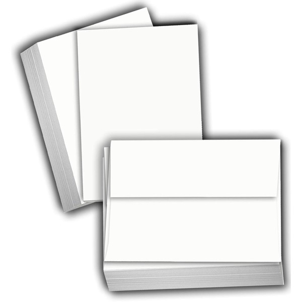 Hamilco White Cardstock Thick Paper - Blank Index Flash Note & Post Cards with Envelopes - Greeting Invitations Stationary 5 X 7" Heavy Weight 100 lb Card Stock for Printer (100 Pack - with Envelopes)