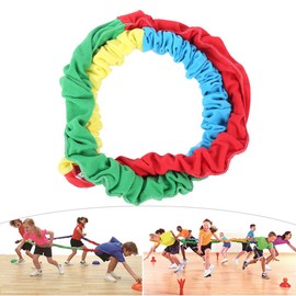 Rainbow Hand Rope, Outdoor Colourful Elastic Tension Rope Pulling Cord Kindergarten Sensory Integration Children Training Equipment for Parent-Child Communication