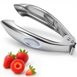 Strawberry Huller , 304 Food-Grade Stainless Steel Stem Remover with Safety Lock, Ergonomic Non‑Slip Grooved Handle, Dishwasher Safe (High Heat), De‑Stems Strawberries, Tomatoes & More