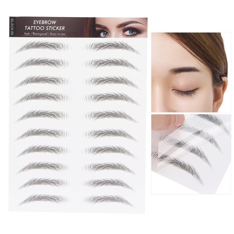 6D Eyebrow Tattoo Sticker, Eyebrow Shaping Stencils, Semi-Permanent, Hair-Like, Waterproof