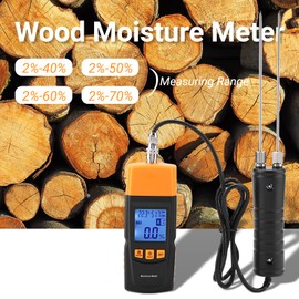 Wood Meter, Digital Wood Tester Firewood Meter with Long Probe, Professional Paper Humidity Tester Damp Meter for Wood Firewood Paper Floor