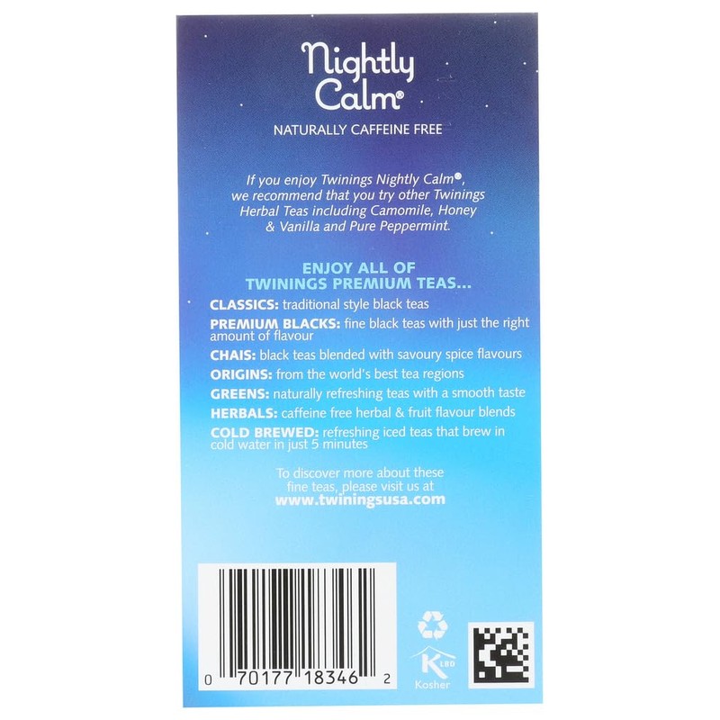 Herbal Tea, Bedtime Blend, Naturally Caffeine Free, 20 Tea Bags,